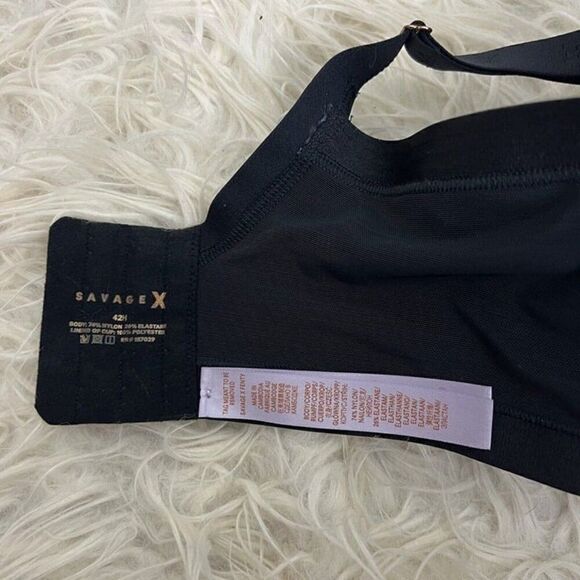 Savage X Fenty Women’s Black Padded Bra Plus Size 42H Solid Underwire NWOT - Picture 3 of 7